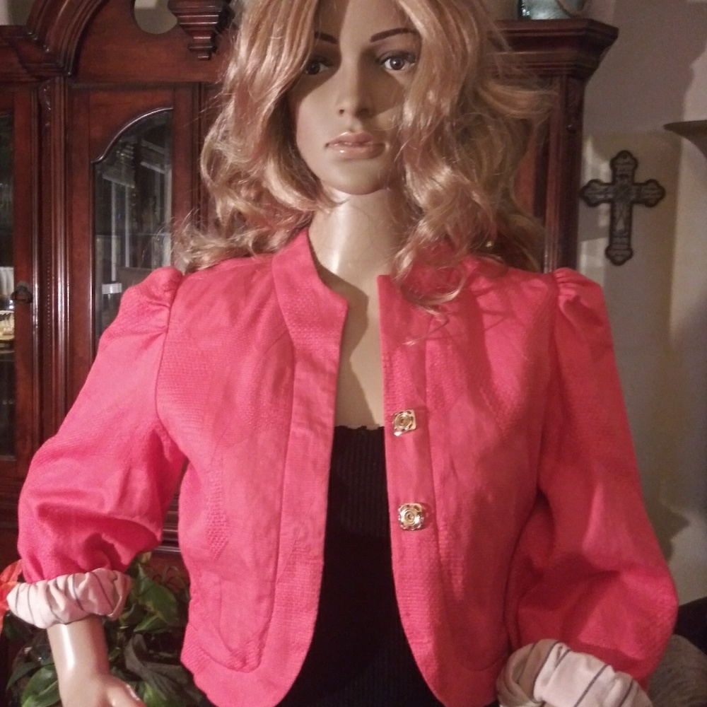 Anthropologie Madchen XS coral crop bolero jacket